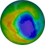 Antarctic ozone map for 2024-10-29